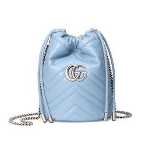 NWT! Gucci GG MARMONT Mini bucket bag - blue leather *PRICED TO SELL